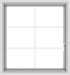 WDMA 28x30 (27.5 x 29.5 inch) Vinyl uPVC White Push out Casement Window with Colonial Grids