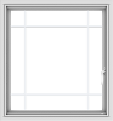 WDMA 28x30 (27.5 x 29.5 inch) Vinyl uPVC White Push out Casement Window with Prairie Grilles