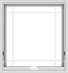 WDMA 28x30 (27.5 x 29.5 inch) White Vinyl uPVC Crank out Awning Window with Prairie Grilles