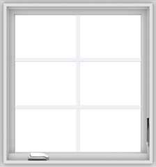 WDMA 28x30 (27.5 x 29.5 inch) White Vinyl uPVC Crank out Casement Window with Colonial Grids