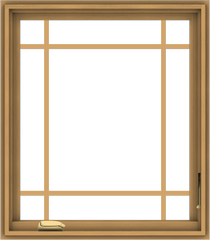 WDMA 28x32 (27.5 x 31.5 inch) Pine Wood Dark Grey Aluminum Crank out Casement Window with Prairie Grilles
