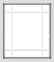 WDMA 28x32 (27.5 x 31.5 inch) Vinyl uPVC White Push out Casement Window with Prairie Grilles