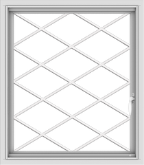 WDMA 28x32 (27.5 x 31.5 inch) Vinyl uPVC White Push out Casement Window  with Diamond Grills