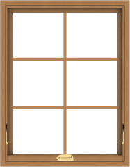 WDMA 28x36 (27.5 x 35.5 inch) Oak Wood Dark Brown Bronze Aluminum Crank out Awning Window with Colonial Grids Interior