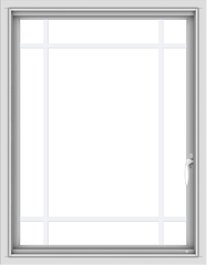 WDMA 28x36 (27.5 x 35.5 inch) Vinyl uPVC White Push out Casement Window with Prairie Grilles