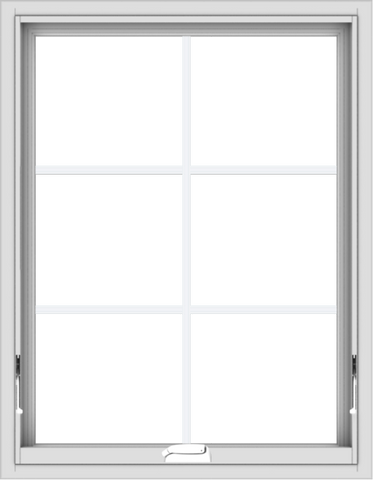 WDMA 28x36 (27.5 x 35.5 inch) White Vinyl uPVC Crank out Awning Window with Colonial Grids Interior
