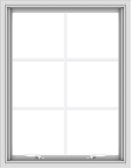 WDMA 28x36 (27.5 x 35.5 inch) White uPVC Vinyl Push out Awning Window with Colonial Grids Interior