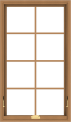 WDMA 28x48 (27.5 x 47.5 inch) Oak Wood Dark Brown Bronze Aluminum Crank out Awning Window with Colonial Grids Interior
