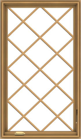 WDMA 28x48 (27.5 x 47.5 inch) Pine Wood Dark Grey Aluminum Crank out Casement Window without Grids with Diamond Grills