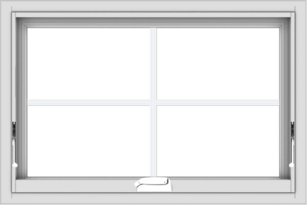WDMA 30x20 (29.5 x 19.5 inch) White Vinyl uPVC Crank out Awning Window with Colonial Grids Interior