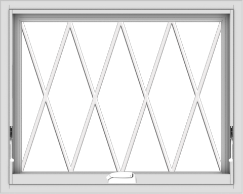 WDMA 30x24 (29.5 x 23.5 inch) White Vinyl uPVC Crank out Awning Window without Grids with Diamond Grills