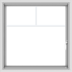 WDMA 30x30 (29.5 x 29.5 inch) Vinyl uPVC White Push out Casement Window with Fractional Grilles