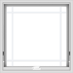 WDMA 30x30 (29.5 x 29.5 inch) White Vinyl uPVC Crank out Awning Window with Prairie Grilles