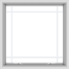 WDMA 30x30 (29.5 x 29.5 inch) White uPVC Vinyl Push out Awning Window with Prairie Grilles