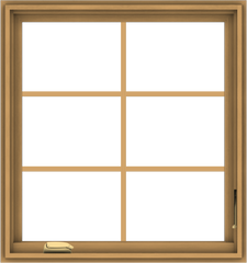 WDMA 30x32 (29.5 x 31.5 inch) Pine Wood Dark Grey Aluminum Crank out Casement Window with Colonial Grids