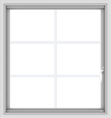 WDMA 30x32 (29.5 x 31.5 inch) Vinyl uPVC White Push out Casement Window with Colonial Grids