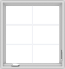 WDMA 30x32 (29.5 x 31.5 inch) White Vinyl uPVC Crank out Casement Window with Colonial Grids