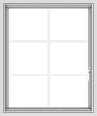 WDMA 30x36 (29.5 x 35.5 inch) Vinyl uPVC White Push out Casement Window with Colonial Grids