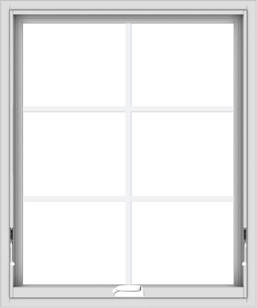 WDMA 30x36 (29.5 x 35.5 inch) White Vinyl uPVC Crank out Awning Window with Colonial Grids Interior