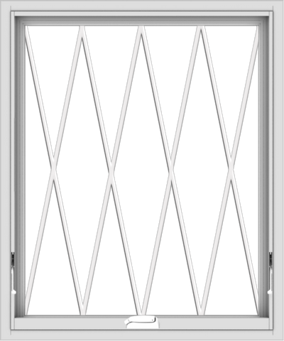 WDMA 30x36 (29.5 x 35.5 inch) White Vinyl uPVC Crank out Awning Window without Grids with Diamond Grills