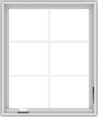 WDMA 30x36 (29.5 x 35.5 inch) White Vinyl uPVC Crank out Casement Window with Colonial Grids