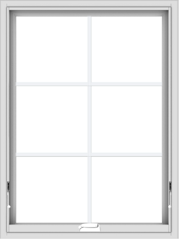 WDMA 30x40 (29.5 x 39.5 inch) White Vinyl uPVC Crank out Awning Window with Colonial Grids Interior