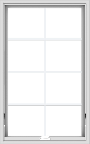 WDMA 30x48 (29.5 x 47.5 inch) White Vinyl uPVC Crank out Awning Window with Colonial Grids Interior