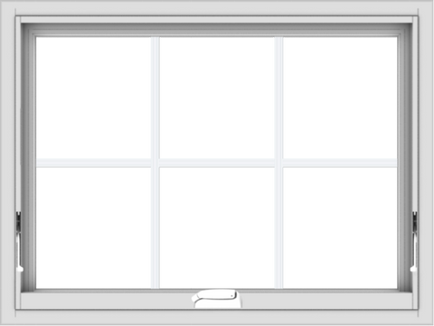 WDMA 32x24 (31.5 x 23.5 inch) White Vinyl uPVC Crank out Awning Window with Colonial Grids Interior