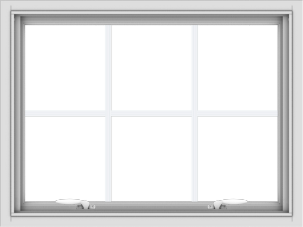 WDMA 32x24 (31.5 x 23.5 inch) White uPVC Vinyl Push out Awning Window with Colonial Grids Interior