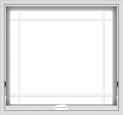 WDMA 32x30 (31.5 x 29.5 inch) White Vinyl uPVC Crank out Awning Window with Prairie Grilles