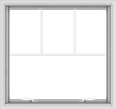 WDMA 32x30 (31.5 x 29.5 inch) White uPVC Vinyl Push out Awning Window with Fractional Grilles