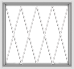 WDMA 32x30 (31.5 x 29.5 inch) White uPVC Vinyl Push out Awning Window without Grids with Diamond Grills