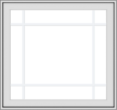 WDMA 32x30 (31.5 x 29.5 inch) White uPVC Vinyl Push out Casement Window with Prairie Grilles