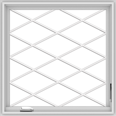 WDMA 32x32 (31.5 x 31.5 inch) White Vinyl UPVC Crank out Casement Window without Grids with Diamond Grills