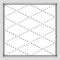 WDMA 32x32 (31.5 x 31.5 inch) White uPVC Vinyl Push out Casement Window without Grids with Diamond Grills
