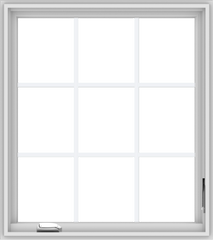 WDMA 32x36 (31.5 x 35.5 inch) White Vinyl UPVC Crank out Casement Window without Grids