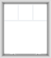 WDMA 32x36 (31.5 x 35.5 inch) White uPVC Vinyl Push out Awning Window with Fractional Grilles