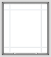 WDMA 32x36 (31.5 x 35.5 inch) White uPVC Vinyl Push out Awning Window with Prairie Grilles