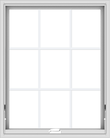 WDMA 32x40 (31.5 x 39.5 inch) White Vinyl uPVC Crank out Awning Window with Colonial Grids Interior