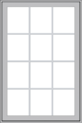 WDMA 32x48 (31.5 x 47.5 inch) Pine Wood Light Grey Aluminum Push out Casement Window with Colonial Grids Exterior