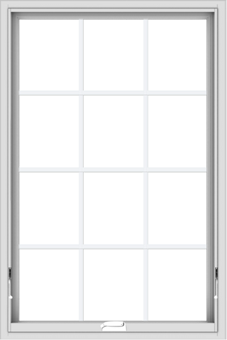 WDMA 32x48 (31.5 x 47.5 inch) White Vinyl uPVC Crank out Awning Window with Colonial Grids Interior