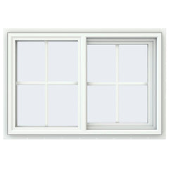 36x24 35.5x23.5 White Vinyl Sliding Window With Colonial Grids Grilles