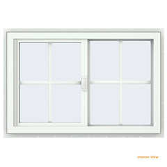 36x24 35.5x23.5 White Vinyl Sliding Window With Colonial Grids Grilles