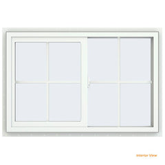36x24 35.5x23.5 White Vinyl Sliding Window With Colonial Grids Grilles