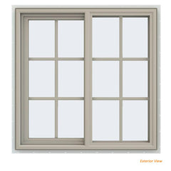 36x36 35.5x35.5 Vinyl Window Sliding With Colonial Grids Grilles