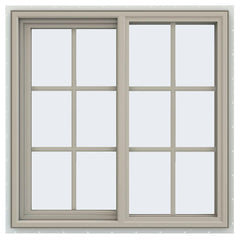 36x36 35.5x35.5 Vinyl Window Sliding With Colonial Grids Grilles
