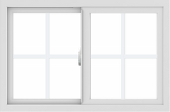 WDMA 36x24 (35.5 x 23.5 inch) Vinyl uPVC White Slide Window with Colonial Grids Exterior