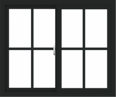 WDMA 36x30 (35.5 x 29.5 inch) Vinyl uPVC Black Slide Window with Colonial Grids Exterior