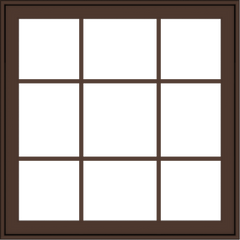 WDMA 36x36 (35.5 x 35.5 inch) Oak Wood Dark Brown Bronze Aluminum Crank out Awning Window with Colonial Grids Exterior