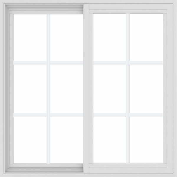 WDMA 34x34 (33.5 x 33.5 inch) Vinyl uPVC White Slide Window with Colonial Grids Exterior